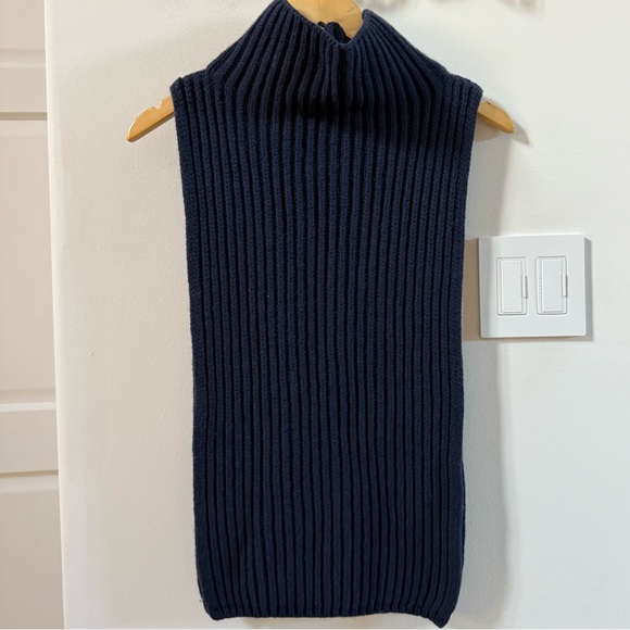 MAX MARA Ribbed Cashmere Balaclava Collar Poncho in Navy NWOT One Size - Picture 4 of 12